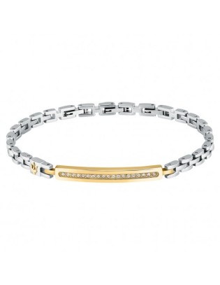 Bracciale MASERATI Iconic Uomo in acciaio pvd oro e cristalli JM224...