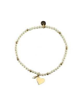 Bracciale elastico RUE DES MILLE in argento 925 dorato con perle CU...