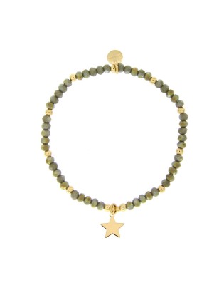 Bracciale elastico RUE DES MILLE in argento 925 dorato con pietre g...