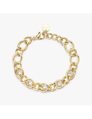 Bracciale BROSWAY Ribbon in Acciaio 316L pvd oro 14K e cristalli BB...