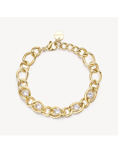 Bracciale BROSWAY Ribbon in Acciaio 316L pvd oro 14K e cristalli BB...