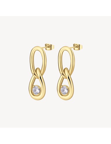 Orecchini pendenti BROSWAY Ribbon in Acciaio 316L pvd oro 14K e cri...