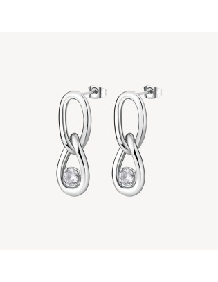 Orecchini pendenti BROSWAY Ribbon in Acciaio 316L e cristalli BBN41...