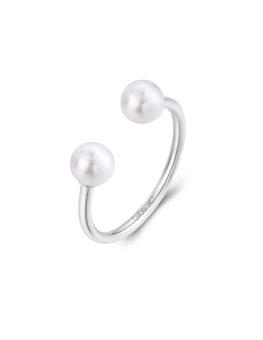 Anello regolabile S'AGAPO' WISDOM in Acciaio 316L con perle SWI34 o...