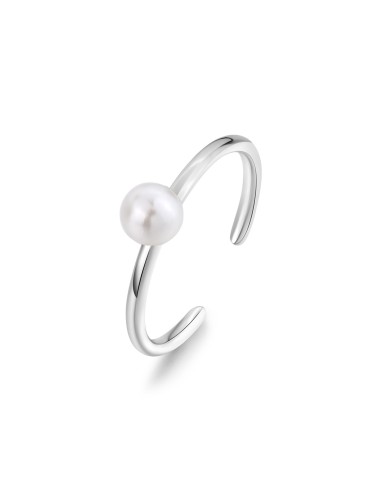 Anello regolabile S'AGAPO' WISDOM in Acciaio 316L con perla central...