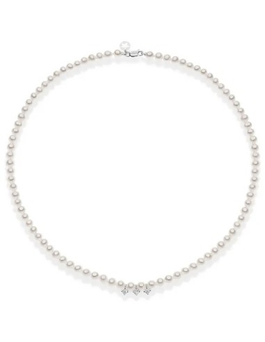 Acquista Collana COMETE GIOIELLI in oro bianco filo perle con diama...