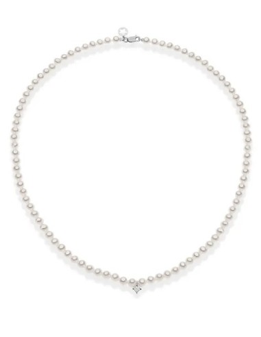 Acquista Collana COMETE GIOIELLI in oro bianco filo perle con diama...