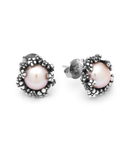 Orecchini GIOVANNI RASPINI Blossom in argento 925 con perle rosa na...