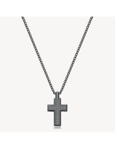 Collana lunga Uomo BROSWAY in acciaio 316L lucido e sabbiato pvd ru...