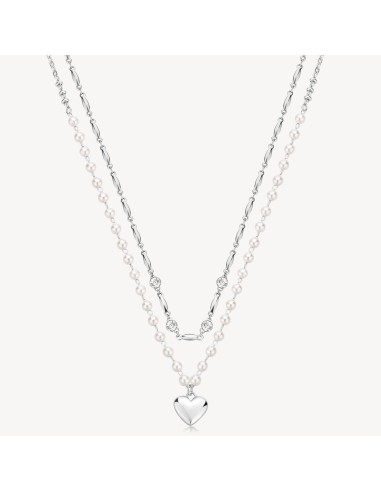 Collana doppio filo BROSWAY CHAKRA AMORE in acciaio 316L perle e cr...