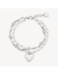 Bracciale doppio filo BROSWAY CHAKRA AMORE in acciaio 316L perle e ...