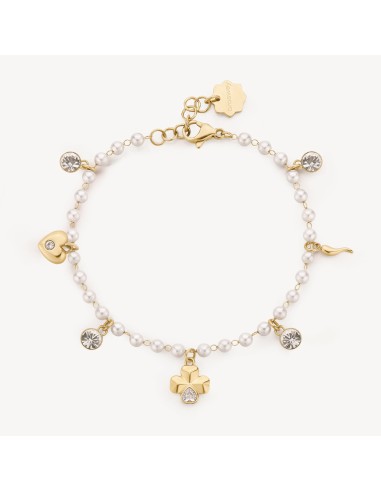 Bracciale BROSWAY CHAKRA PORTAFORTUNA in acciaio 316L pvd oro 14K c...