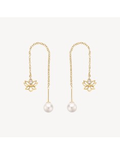 Orecchini saliscendi BROSWAY CHAKRA in acciaio 316L pvd oro 14K con...