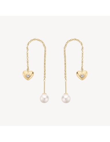 Orecchini saliscendi BROSWAY CHAKRA in acciaio 316L pvd oro 14K con...