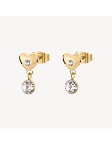 Orecchini pendenti BROSWAY CHAKRA in acciaio 316L pvd oro 14K con c...