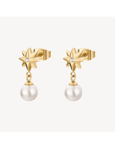 Orecchini pendenti BROSWAY CHAKRA in acciaio 316L pvd oro 14K con c...