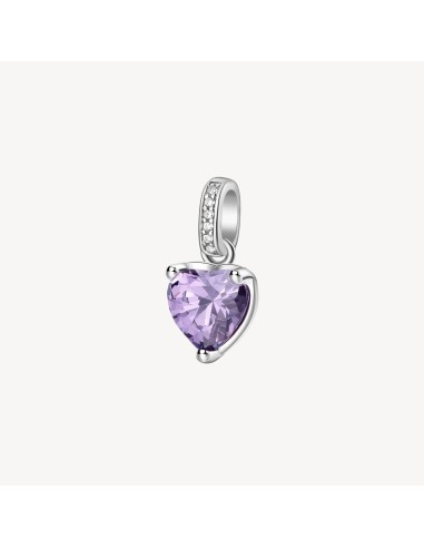 Charm BROSWAY FANCY in argento rodiato 925 e cubic zirconia amethys...