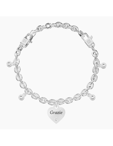 Bracciale regolabile KIDULT Love 732279 in acciaio e charm CUORE/GR...