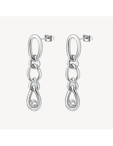 Orecchini pendenti BROSWAY Ribbon in Acciaio 316L e cristalli BBN43...