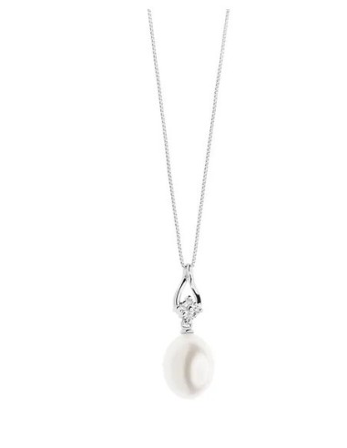 Collana COMETE GIOIELLI in oro bianco con perla e diamanti GLP 580 ...