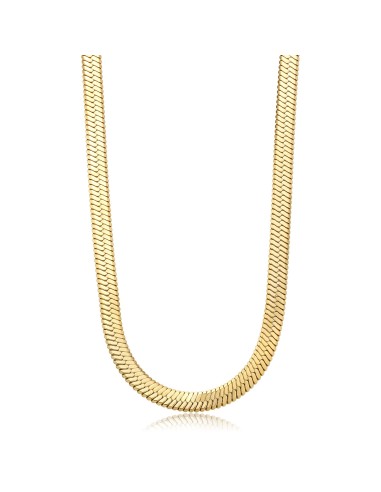 Collana S'AGAPO CHUNKY in acciaio 316L dorato catena snake piatta S...