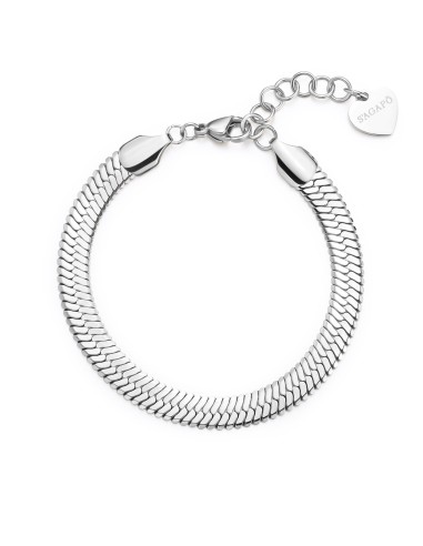Bracciale S'AGAPO CHUNKY in acciaio 316L catena snake piatta SHK97 ...