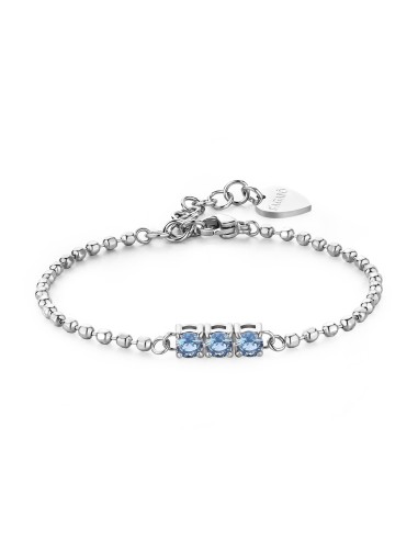 Bracciale S'AGAPO DAZZLY in acciaio 316L con 3 cristalli light sapp...