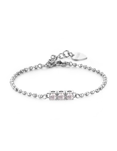 Bracciale S'AGAPO DAZZLY in acciaio 316L con 3 cristalli SDZ23  a s...