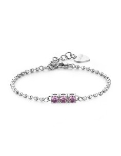Bracciale S'AGAPO DAZZLY in acciaio 316L con 3 cristalli violet SDZ...