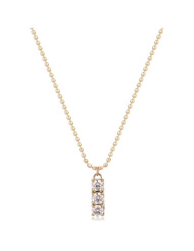 Collana S'AGAPO DAZZLY in acciaio 316L dorato pendente con 3 crista...