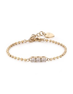 Bracciale S'AGAPO DAZZLY in acciaio 316L dorato con 3 cristalli SDZ...