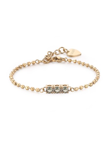Bracciale S'AGAPO DAZZLY in acciaio 316L dorato con 3 cristalli chr...