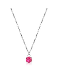 Collana S'AGAPO DAZZLY in acciaio 316L pendente con cristallo rose ...