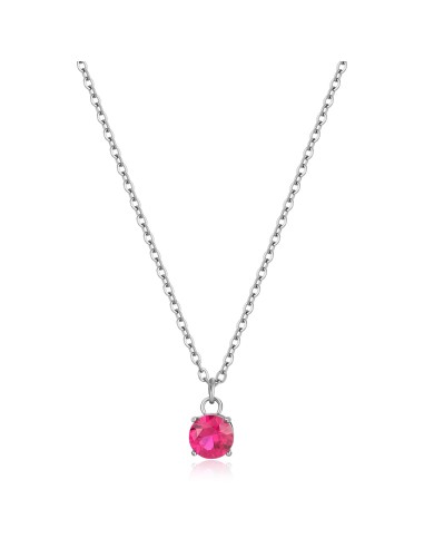 Collana S'AGAPO DAZZLY in acciaio 316L pendente con cristallo rose ...