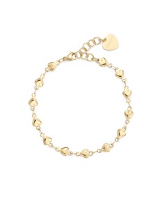 Bracciale S'AGAPO CHUNKY in acciaio 316L dorato catena a cuori SHK9...