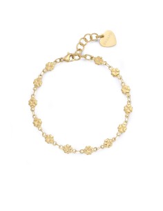 Bracciale S'AGAPO CHUNKY in acciaio 316L dorato catena a quadrifogl...