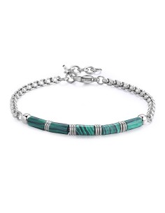 Bracciale Uomo S'AGAPO' RIOT SRT28 in acciaio 316L e malachite only...