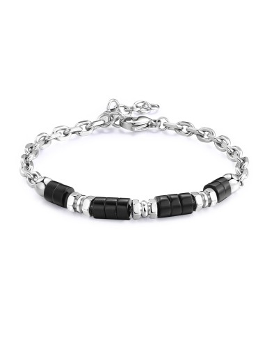 Bracciale Uomo S'AGAPO' RIOT SRT30 in acciaio 316L e onice only 21,...