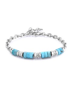 Bracciale Uomo S'AGAPO' RIOT SRT31 in acciaio 316L e turchese  a so...