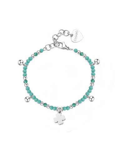 Bracciale S'AGAPO GLINT SGI14 in acciaio 316L con sfere in vetro ve...