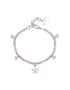 Bracciale S'AGAPO GLINT SGI12 in acciaio 316L con sfere in vetro ro...