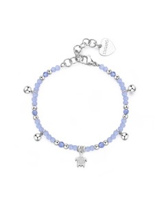 Bracciale S'AGAPO GLINT SGI12 in acciaio 316L con sfere in vetro bl...
