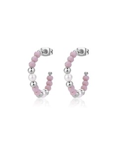 Orecchini a cerchio S'AGAPO GLINT SGI24 in acciaio 316L sfere in ve...