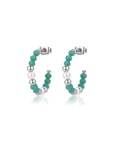 Orecchini a cerchio S'AGAPO GLINT SGI22 in acciaio 316L sfere in ve...