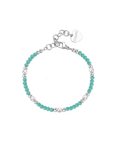 Bracciale S'AGAPO GLINT SGI17 in acciaio 316L sfere in vetro verde ...