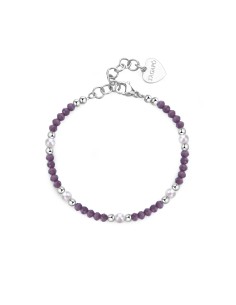 Bracciale S'AGAPO GLINT SGI18 in acciaio 316L sfere in vetro viola ...