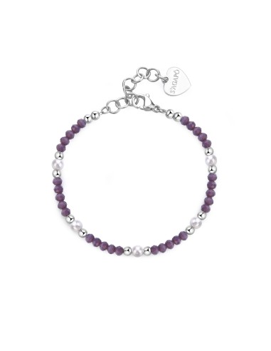 Bracciale S'AGAPO GLINT SGI18 in acciaio 316L sfere in vetro viola ...