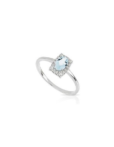 Anello in oro bianco 18Kt con diamanti e acqua marina naturale B-AN...