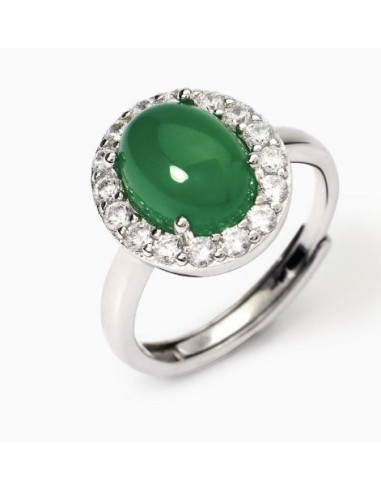 Anello regolabile MABINA Ginevra 523415 in argento e agata verde  a...