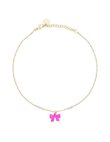 Cavigliera RUE DES MILLE Candy Bow in argento 925 dorato fiocchetto...